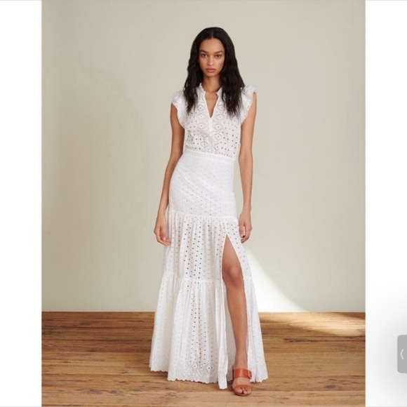 Veronica Beard Dresses & Skirts - VERONICA BEARD Satori Ruffle Cotton Eyelet Maxi Dress Sz 2